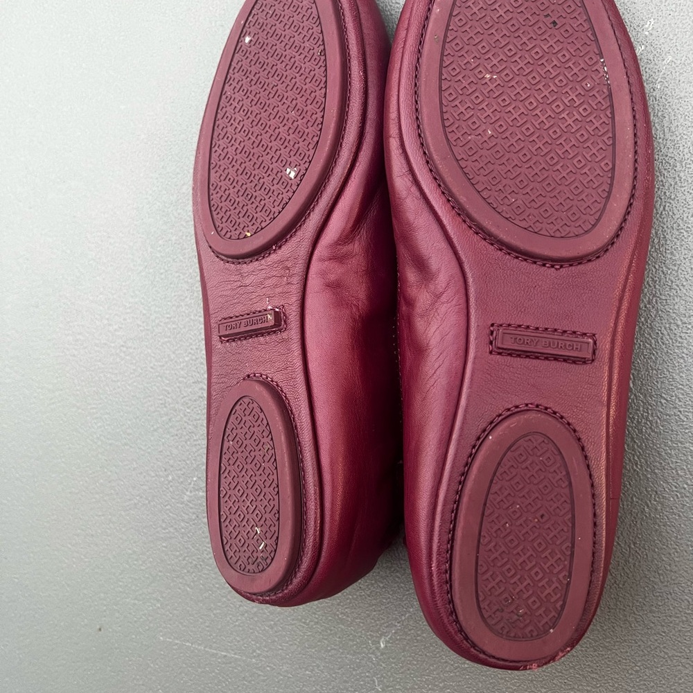 Tory Burch Women's New Minnie Ballerina Burgundy Flats Size 6.5 - Picture 9 of 11